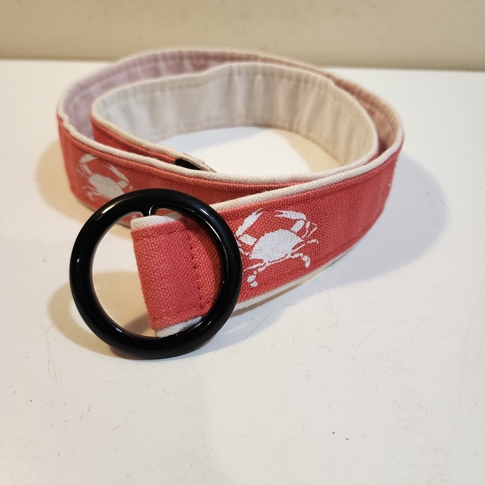 Sand Shack Crab Print Belt with Black Buckle Size M